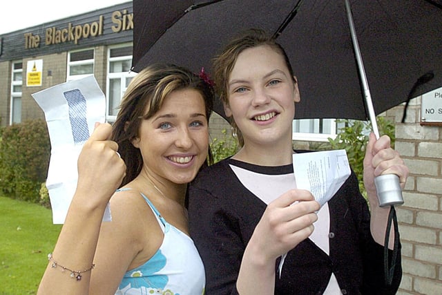 Home and dry: Sixth Form College students Sara Farrell and Wendy Catterall in 2004