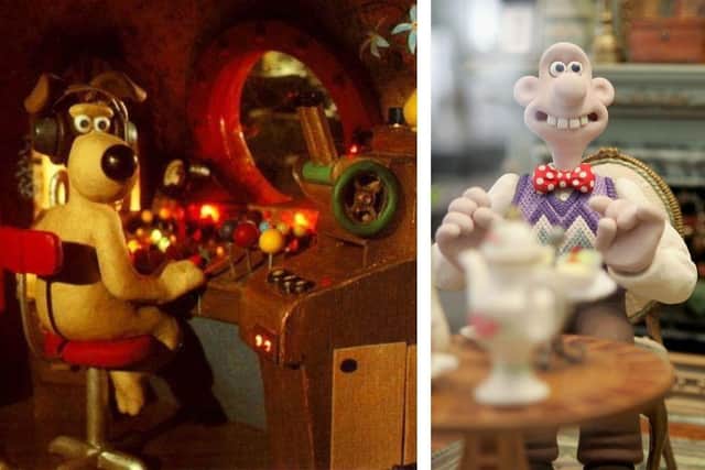Left: Gromit in The Grand Day Out. Right: Wallace in "The Curse of the Were-Rabbit" (image: MJ Kim/Getty Images)