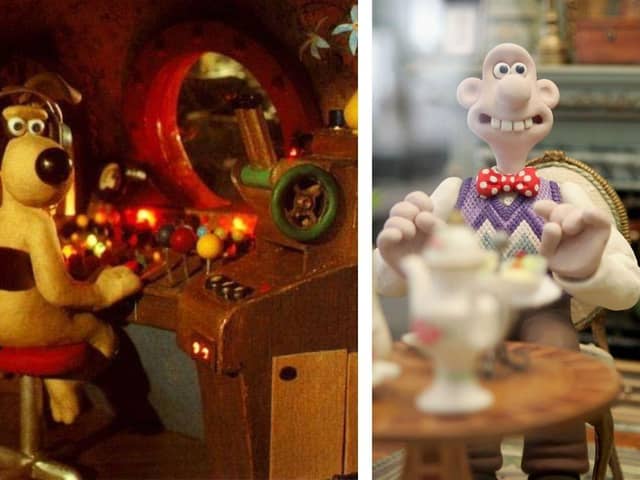 Left: Gromit in The Grand Day Out. Right: Wallace in "The Curse of the Were-Rabbit" (image: MJ Kim/Getty Images)