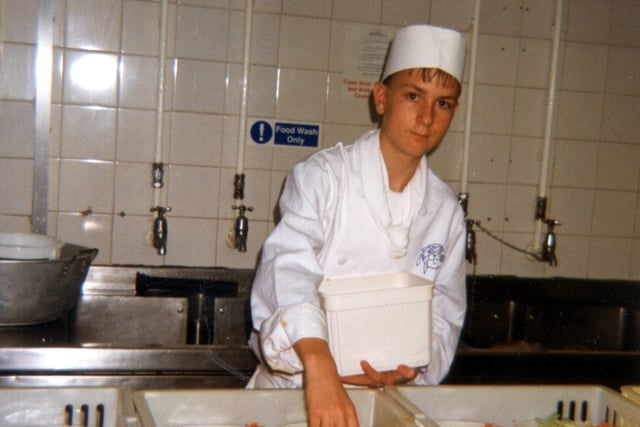 Paul Callighan during work experience at Cliffs Hotel, Blackpool in 1998