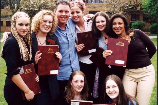 Year 11 pupils at Bispham High School with radio wave presenter Chris Bovaird at the college leaver's service