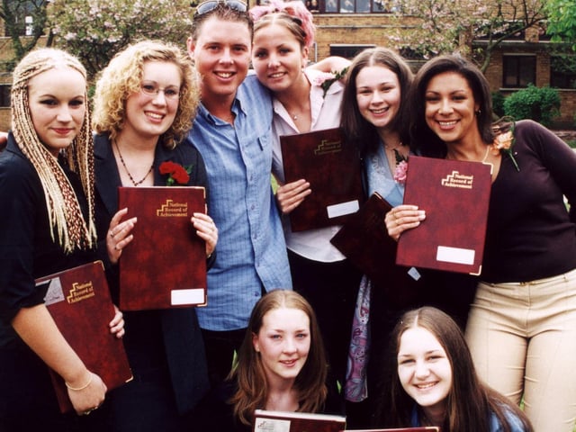 Year 11 pupils at Bispham High School with radio wave presenter Chris Bovaird at the college leaver's service