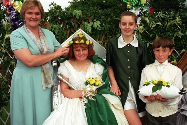 Tracey Smithey is crowned as rose queen at Marton Methodist Church, 1997