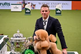 Tom Isherwood and Waffle at Crufts 2022. Picture by Sandy Young, Flick.digital
