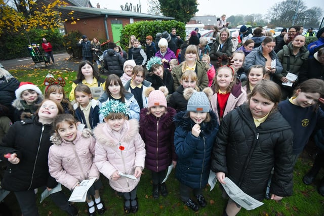 Pupils from Thornton Primary  at the Thornton Christmas Lights Switch On.