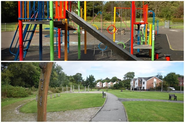 Gateside Drive playground in 2008 and now replaced by a green open space for all to enjoy
