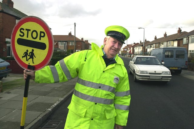 Marton lollipop man Phil Jeffrey, 2001