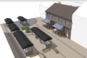 Artist's impression of original plans - by Choice Hotels - to turn the former Poulton Police Station into an artisan food and drink venue, showing a plan of the street frontage by architects Stanton Andrews.
