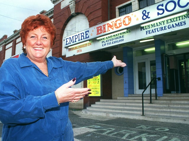 Elaine Bottomley outside her Empire Bingo in 1999