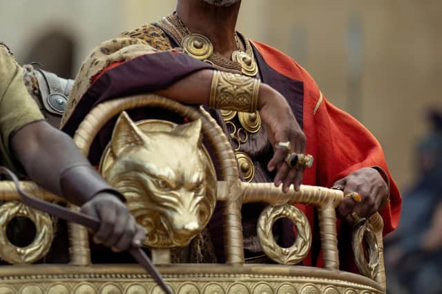 Denzel Washington stars as Macrinus in Gladiator II