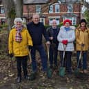 Digging in for National Tree Week - Fylde Council leader Karen Buckley (fifth from left) with fellow councillors (from left) Sue Fazackerley, Roger Small, David O’Rourke and Viv Wilder with Fylde Council Area Conservation Ranger Fraser Monteath and volunteer Melanie Ince ready to planet trees at Hope Street Park, St Annes..