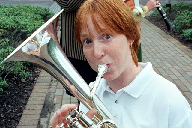 Some of the teachers were learning to play musical instruments. Cathy Yarwood is pictured in 1998