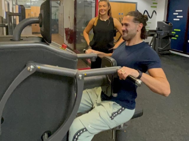 Kym Marsh and Graziano Di Prima visited Blackpool Sports Centre (Nov 17). Graziano had a go on the new EGYM equipment in the fitness studio, and they both practised for this weekend’s show at Blackpool Tower Ballroom!
