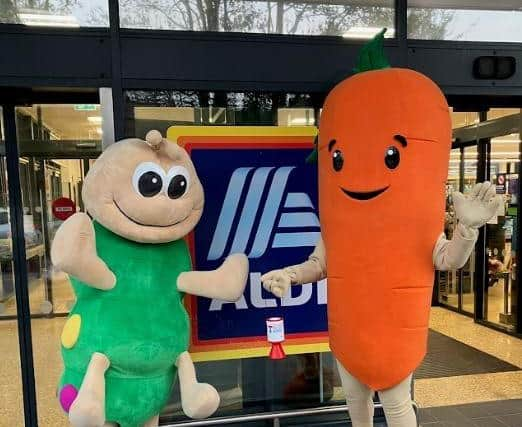 Aldi celebrities Kevin the Carrot and Cuthbert the Caterpillar decided to take time out of their busy Christmas schedules to pay Lancashire a visit to help raise funds for the supermarket’s dedicated charity, Teenage Cancer Trust