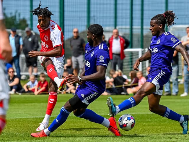 Promise Omochere netted in Fleetwood Town's midweek friendly against FC Halifax Town Picture: Adam Gee