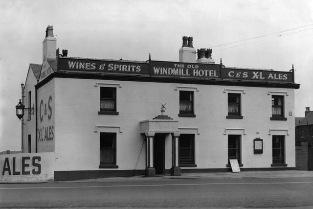 The old Windmill Hotel was originally called the Mill Inn and was situated close to the site of Hoo Hill Windmill on Westcliffe Drive in Layton. This hotel was demolished in 1979 after the new Windmill Hotel had been built alongside it. That is now a Tesco Express