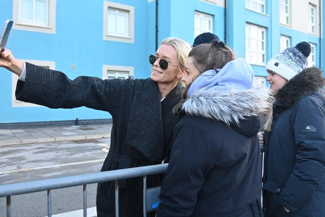 Nadiya Bychkova poses for a selfie with fans