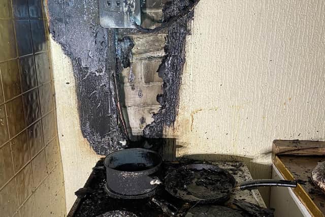 A chip pan caught fire in the kitchen of domestic property in St Heliers Road (@LancashireFRS)