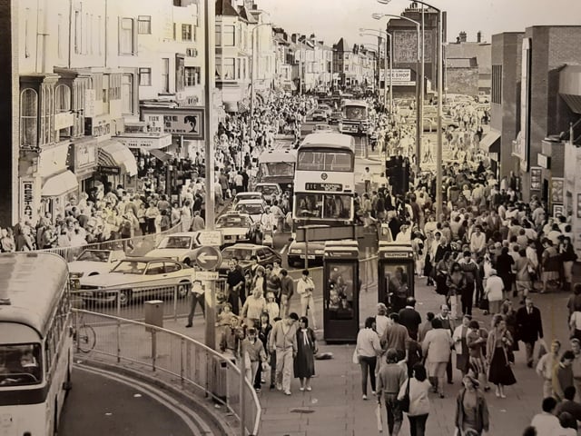This was the Blackpool we knew back in the day. The caption on the back of this photo from October 1986 said that whilst every other seaside resort was closed for the season, Blackpool nearly came to a standstill as crowds and traffic piled into the town