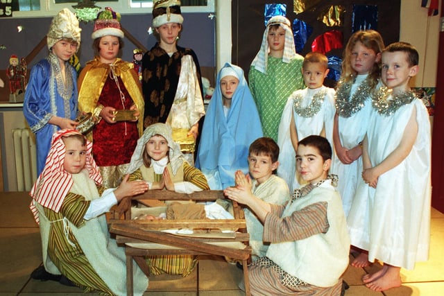 Junior pupils from Claremont Primary School, Blackpool, perform their nativity, 1997