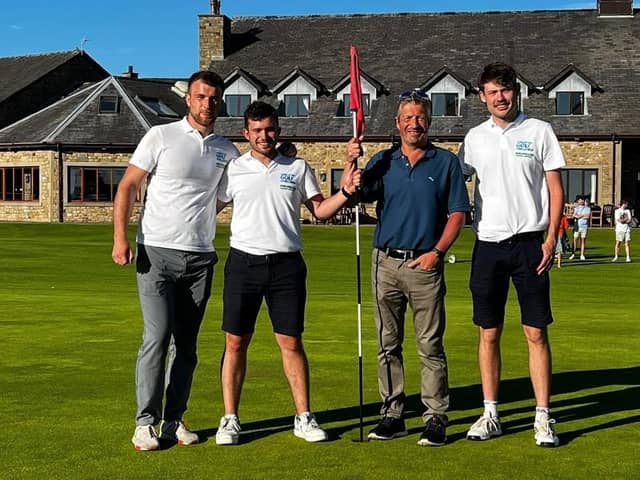Peter Mill, who has just had the all-clear from tonsil cancer, went along to support son Robert and pals Fraser Stanier and Alexander Douglas in the Longest Day Golf Challenge at Garstang Golf Club