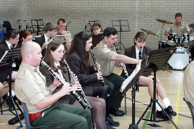 The King's Division Normandy Band and Baines High School on the school visit to Weeton Barracks
