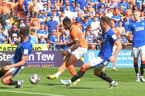 Beryly Lubala slots home Blackpool's late consolation strike