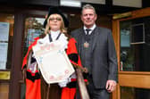 The Mayor of Wyre Councillor Julie Robinson proclaims the King's name and his accession at Wyre Civic Centre. Photo: Kelvin Stuttard