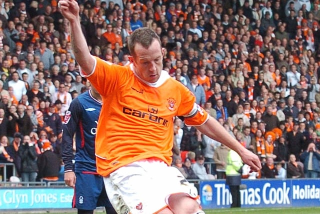 Adam scores from the spot during Blackpool's 2-1 play-off semi-final first leg win against Forest