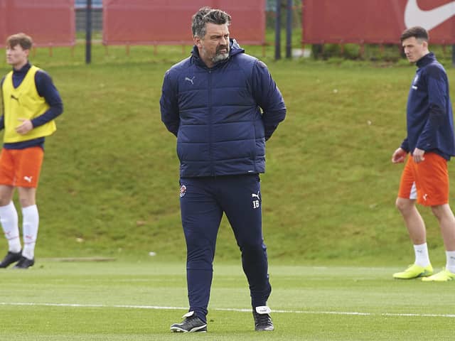 KIRKBY, ENGLAND - APRIL 11: (THE SUN OUT, THE SUN ON SUNDAY OUT) Iain Brunskill of Blackpool during the Lancashire Senior Cup Semi Final at AXA Training Centre on April 11, 2022 in Kirkby, England. (Photo by Nick Taylor/Liverpool FC/Liverpool FC via Getty Images)