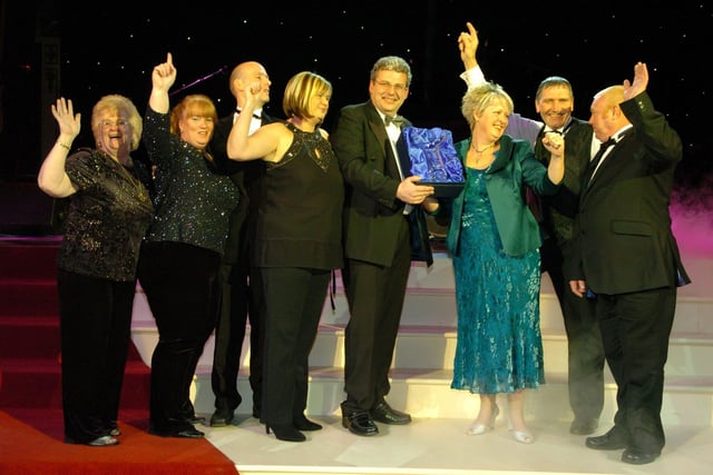 Coun Eddie Collett presents members of Barton Avenue with the Cluster Group of the Year Award at the Blackpool Tourism Business Excellence Awards in 2006