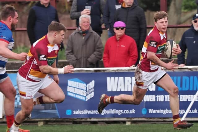 Tom Grimes scored a hat-trick against Sheffield Tigers but Ben Gregory (left) departed early with a head injury  Picture: CHRIS FARROW / FYLDE RFC