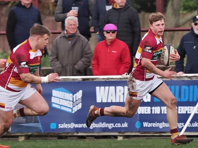 Tom Grimes scored a hat-trick against Sheffield Tigers but Ben Gregory (left) departed early with a head injury  Picture: CHRIS FARROW / FYLDE RFC
