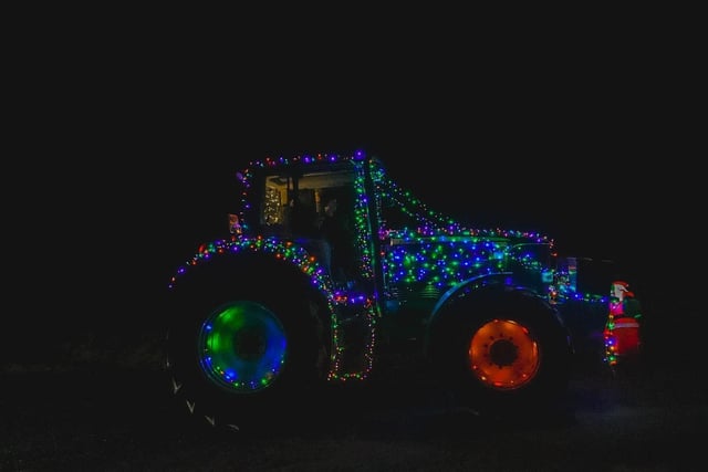 As the convoy made its way through the Ribble Valley and over the iconic Nick of Pendle Hill, the illuminated tractors could be seen for miles.