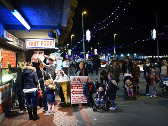 Louise Swindells: "Hot dogs and onions, sand and sea water" Suzy Greenwood: "fatty beef burger stands"
