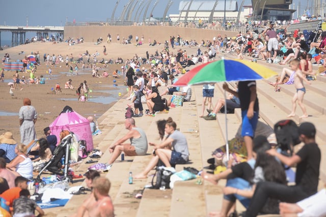 Holidaymakers enjoy the hot weather in Blackpool