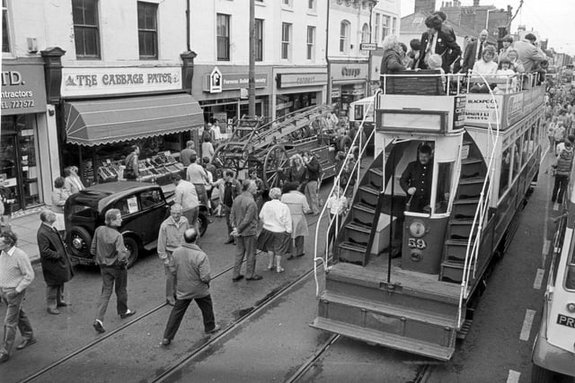 The Blackpool celebrations of 1985 included showcasing old trams and vehicles in Fleetwood. The following year this became part of the port's 150th birthday party. This is the very first Tram Sunday 1986 .