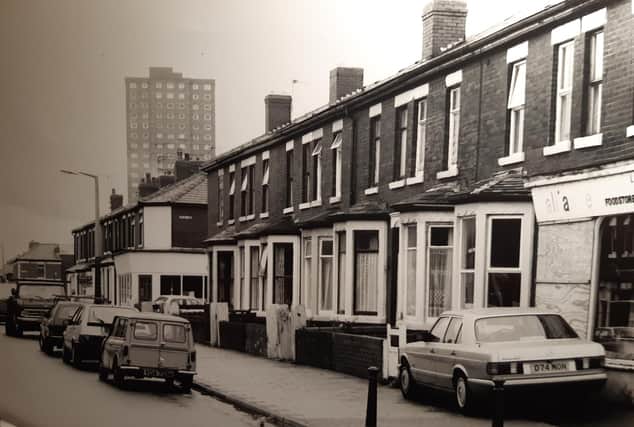 This was Boothley Road in the early 1980s - the cars give it away. Layton flats are in the background