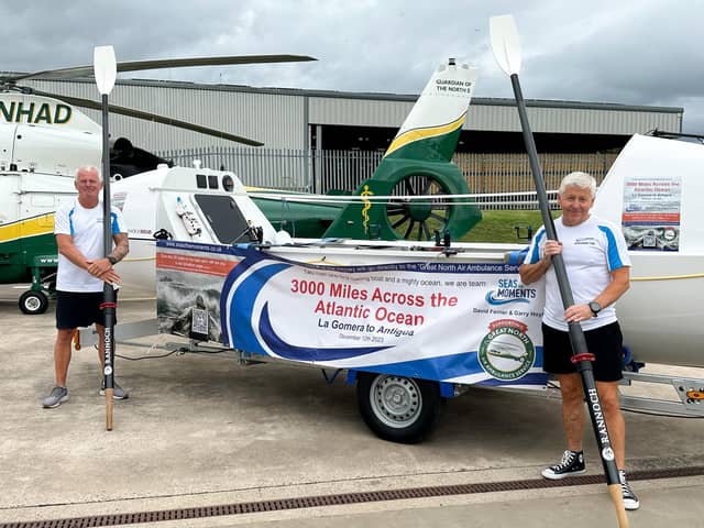 Garry Hoyle (left) and David Ferrier who are taking on the World's Toughest Row in their boat, Molly Moo