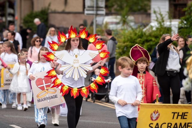The Freckleton Club Day procession makes its way through the village streets.
