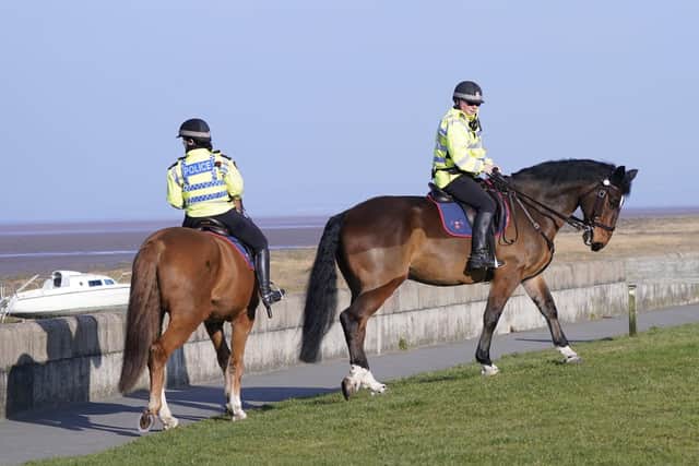 Mounted police took part in a search for missing mum Nicola Bulley in Knott End-on-Sea (Credit: Danny Lawson/PA Wire)
