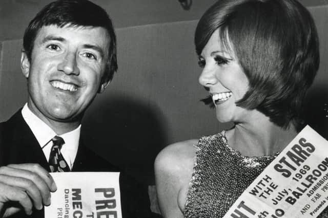 ABC stars of 1969 Cilla Black (right) with Roy Castle, promoting the  charity Press Night organised by Balckpool's journalists 