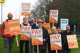 Junior doctors on the picket line over at the Royal Preston Hospital at the start of the latest nationwide strike over pay