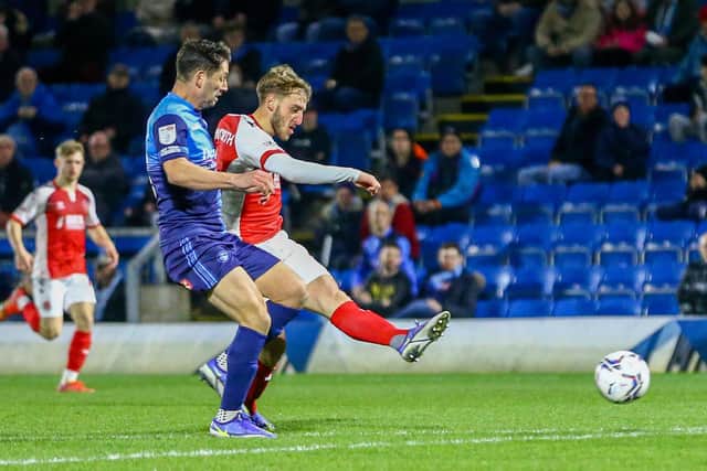Dan Butterworth has a shot on the Wycombe goal at Adams Park Picture: SAM FIELDING/PRIME MEDIA IMAGES