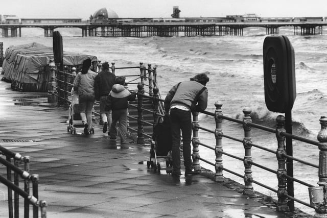 Blackpool Promenade in August 1988 - weather didn't look too great