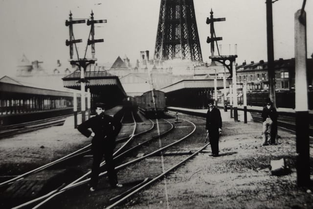 This undated photo shows the tracks leading into the station and the sidings