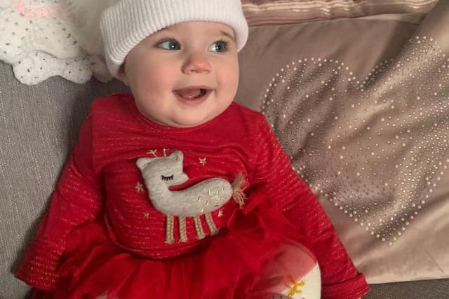 Lottie Sanderson looking the business in her Christmas outfit.