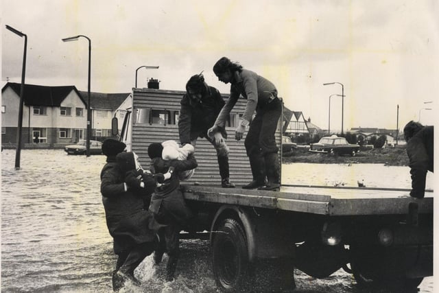 Floods hit Fleetwood in 1977. This was at the junction with Broadway and South Strand