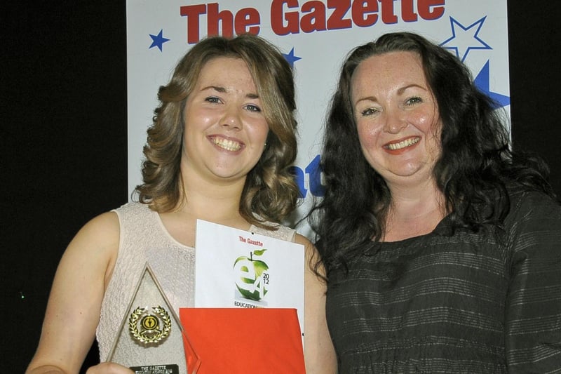 The Gazette Education Awards 2012 at the Imperial Hotel, Blackpool North Shore. Millie Croston of Cardinal Allen Catholic High School, was presented with the Creative Arts Awards by Sarah Green (School of Creative Arts-Blackpool and the Fylde College)