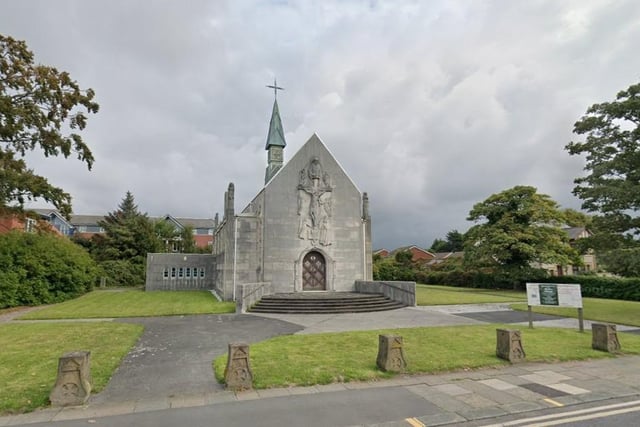 This is Thanksgiving Shrine of Our Lady of Lourdes in Whinney Heys Road. It's described as an exemplary war memorial thanksgiving chapel with a 'magnificent interior'. The shrine has been vacant since 1998 and has severe damage to the inside. It's in the hands of the Historic Chapels Trust and a scheme of repairs has been implemented
